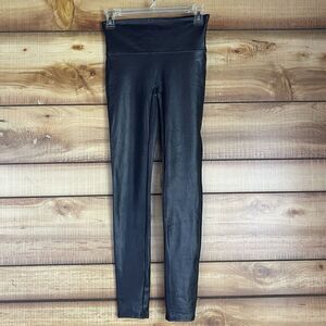 Spanx Womens Faux Leather Leggings Small‎ Black Slimming Shaping Shapewear 2437